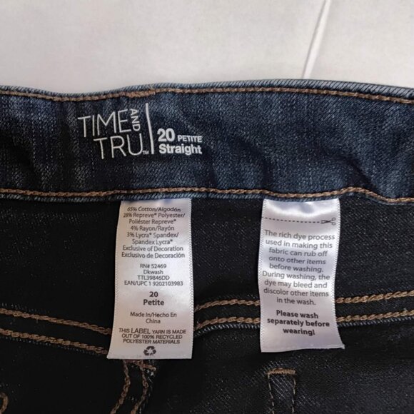 Time And True Ladies Demin Jeans 20P Straight Leg - Picture 1 of 7